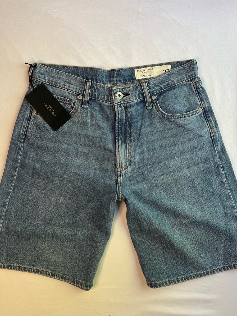 rag & bone "Ariel" Mid-Rise Relaxed Denim Shorts / Jorts